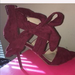 Wine suede Adele heels